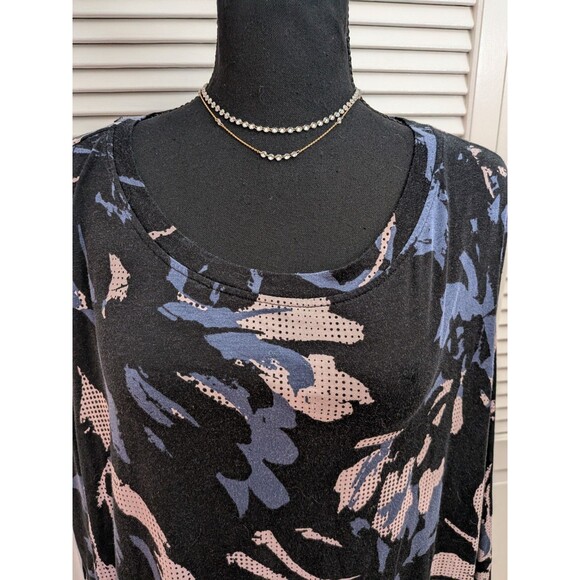 Calvin Klein Performance Stretch Top Women's 2X Black Pink Abstract Athleisure - Picture 2 of 10